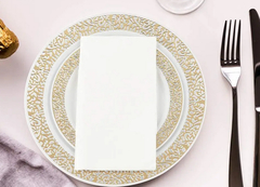 Papel impresso de cor sólida descartável de qualidade alimentar Serviços de limpeza 1/4 dobra para jantar Papel de tecido