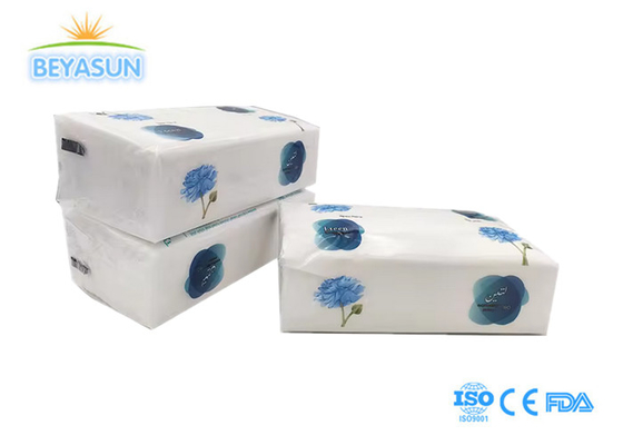 Papel de tecido facial espessado e liso sem gravura, branco, personalizado, com saco de plástico impresso