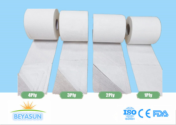 Papel de papel higiénico de 2 / 3 / 4 camadas brancos e fortes e absorvíveis para banheiro / hotel / casa