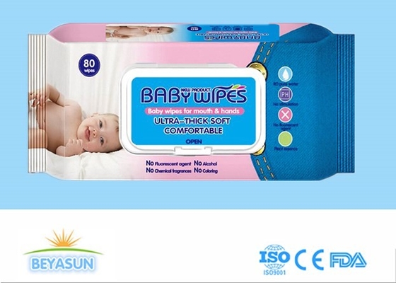 Limpeza molhada não tecida 80pcs de Spunlace do bebê da caixa de exposição